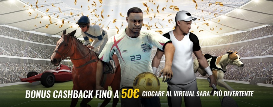 <p>BENVENUTO SPORT VIRTUALI - CASHBACK 25% FINO A 50€</p>